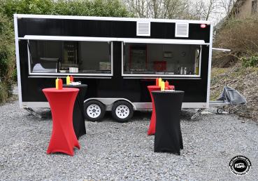 BBS Black Forret , Ein Imbissanhänger der LUXUSKLASSE mit Klimaanlage und Stahlaustattung, Bodenriffelblech mit Ablauf, Heißluftofen und vieles, vieles mehr